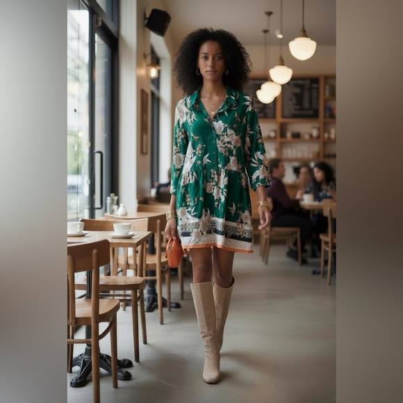 Simply Be Green Floral Tunic Dress - Picture 1 of 5